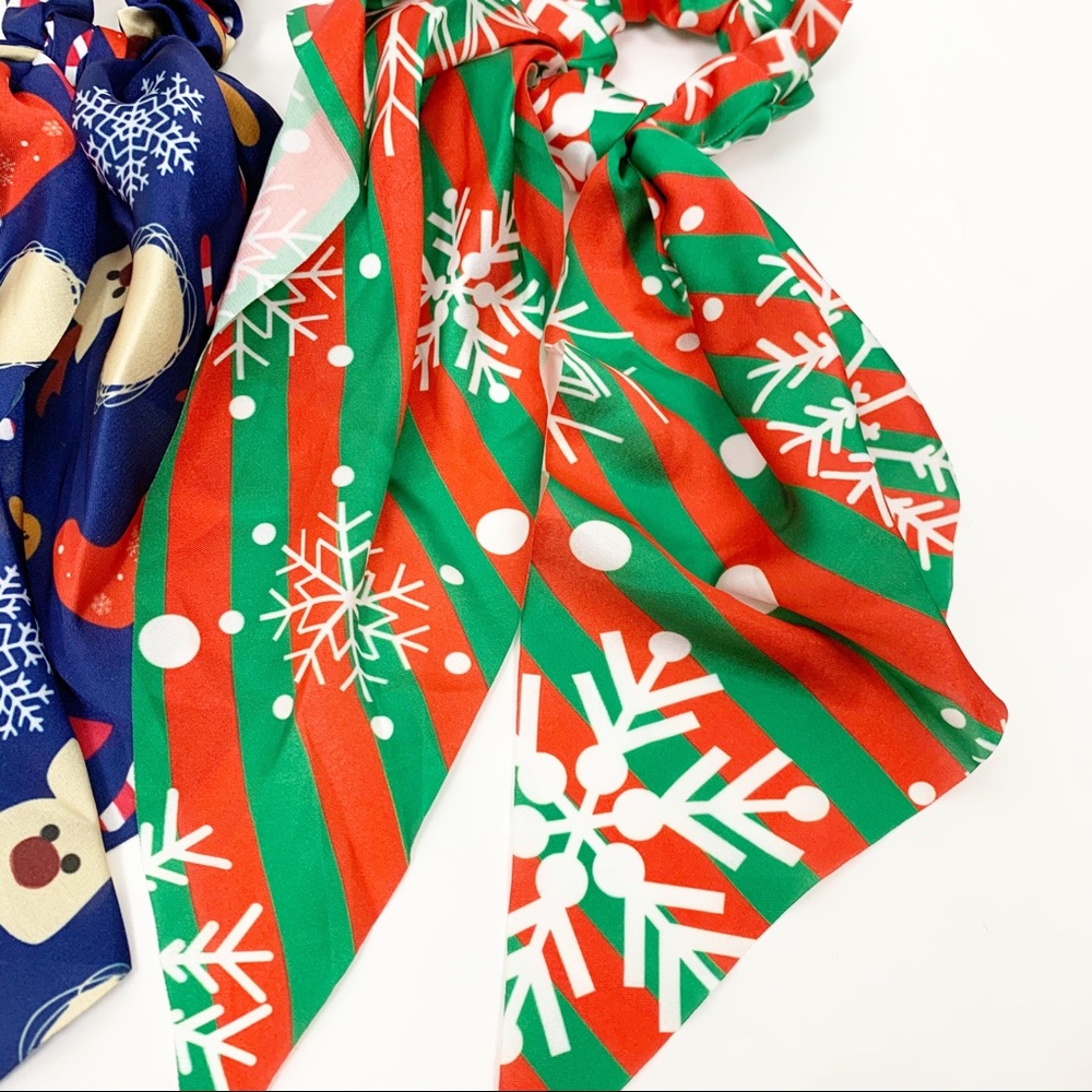Set 2: Christmas Holiday Scrunchie Hair Ribbon - Picture 7 of 12